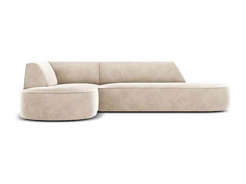 CXL by Christian Lacroix - Canapé d'angle gauche "Charles" 4 places en velours beige clair - 273x180x69cm