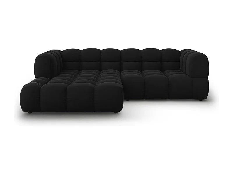 Cosmopolitan Design - 3-Sitzer modulares Ecksofa links "Sky" aus Samt schwarz - 244x162x75cm