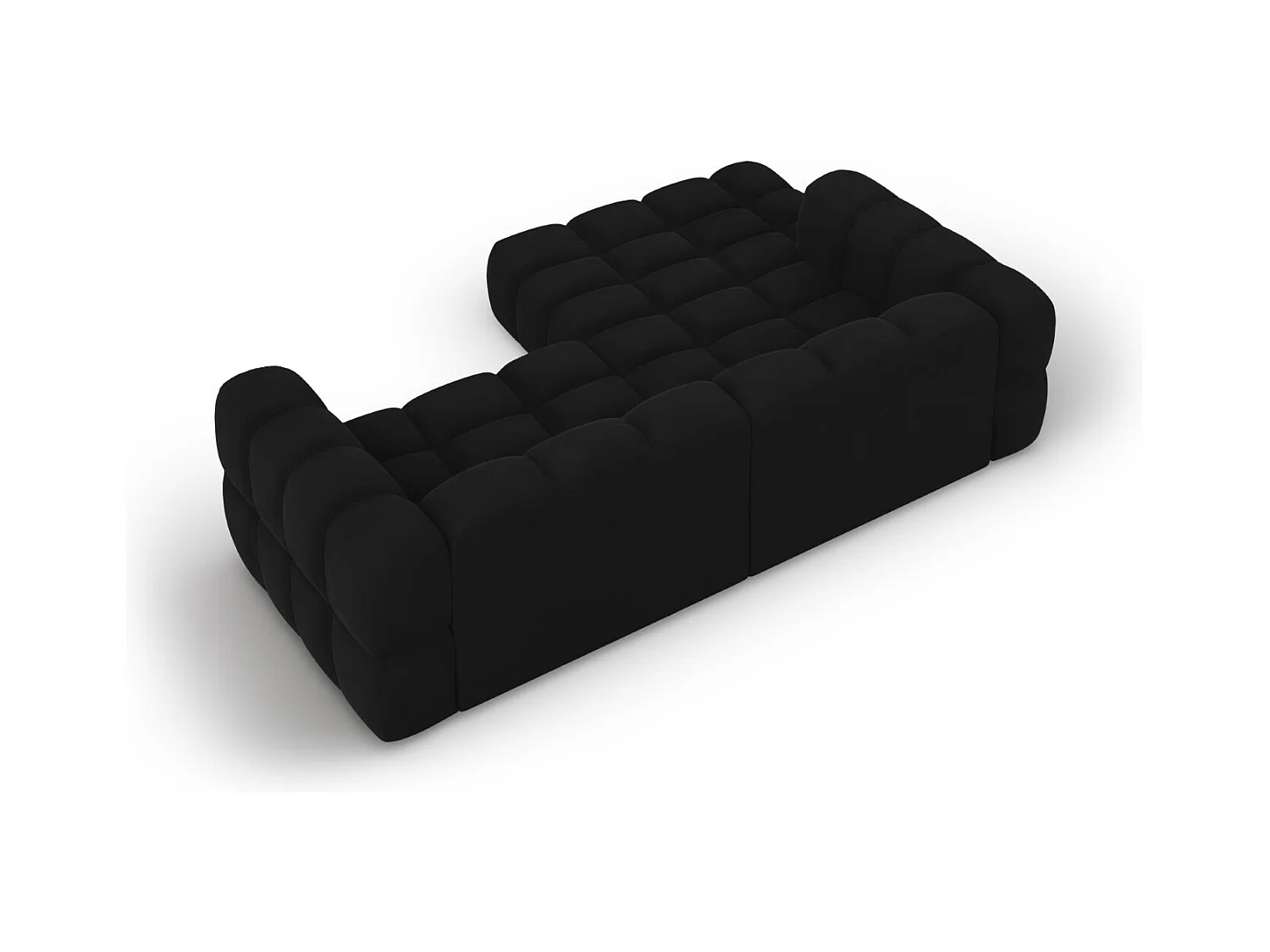 Cosmopolitan Design - Canapé d'angle gauche modulable "Sky" 3 places en velours noir - 244x162x75cm