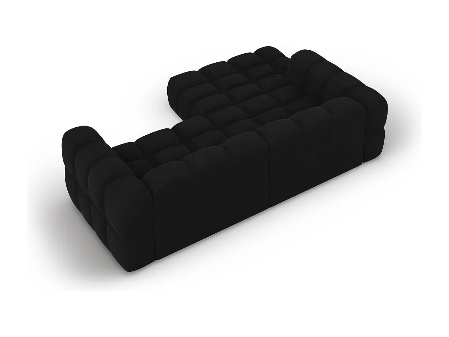 Cosmopolitan Design - Sofá modular de canto esquerdo "Sky" 3 lugares em veludo preto - 244x162x75cm