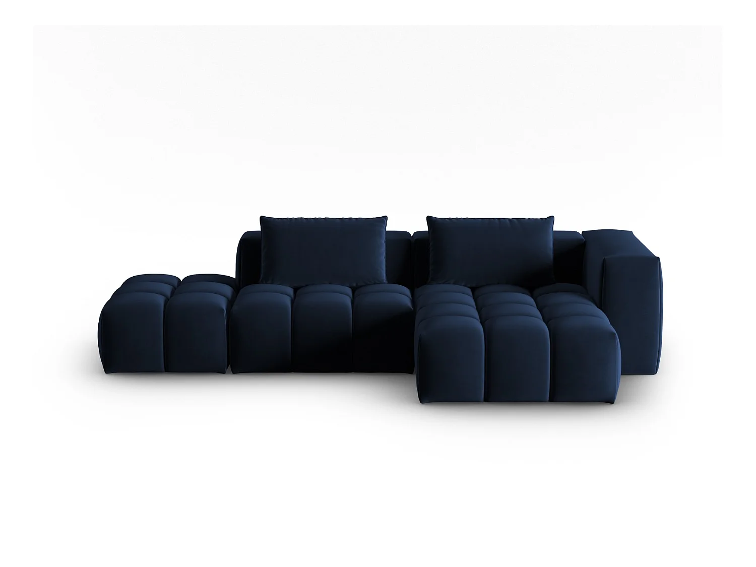 CXL by Christian Lacroix - Canapé d'angle droit modulable "Lorella" 4 places en velours bleu roi - 265x145x70cm