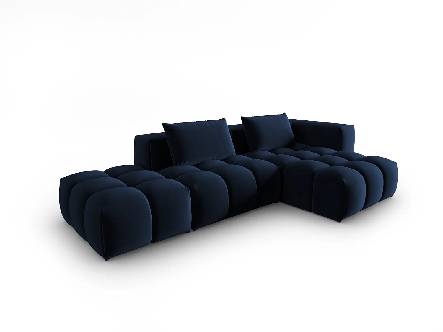 CXL by Christian Lacroix - Canapé d'angle droit modulable "Lorella" 4 places en velours bleu roi - 265x145x70cm