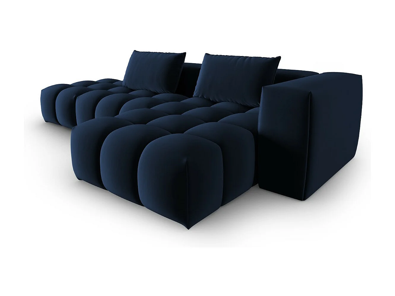 CXL by Christian Lacroix - Canapé d'angle droit modulable "Lorella" 4 places en velours bleu roi - 265x145x70cm