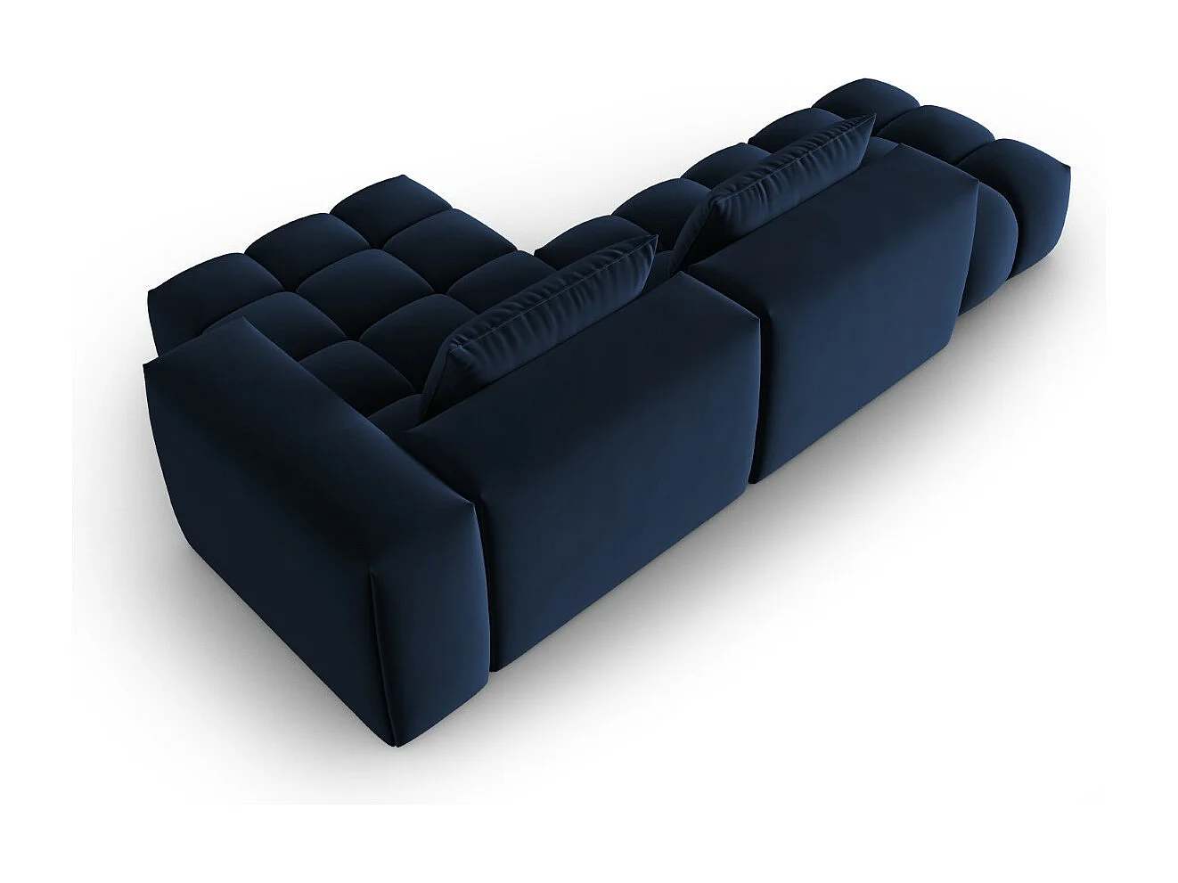 CXL by Christian Lacroix - Canapé d'angle droit modulable "Lorella" 4 places en velours bleu roi - 265x145x70cm