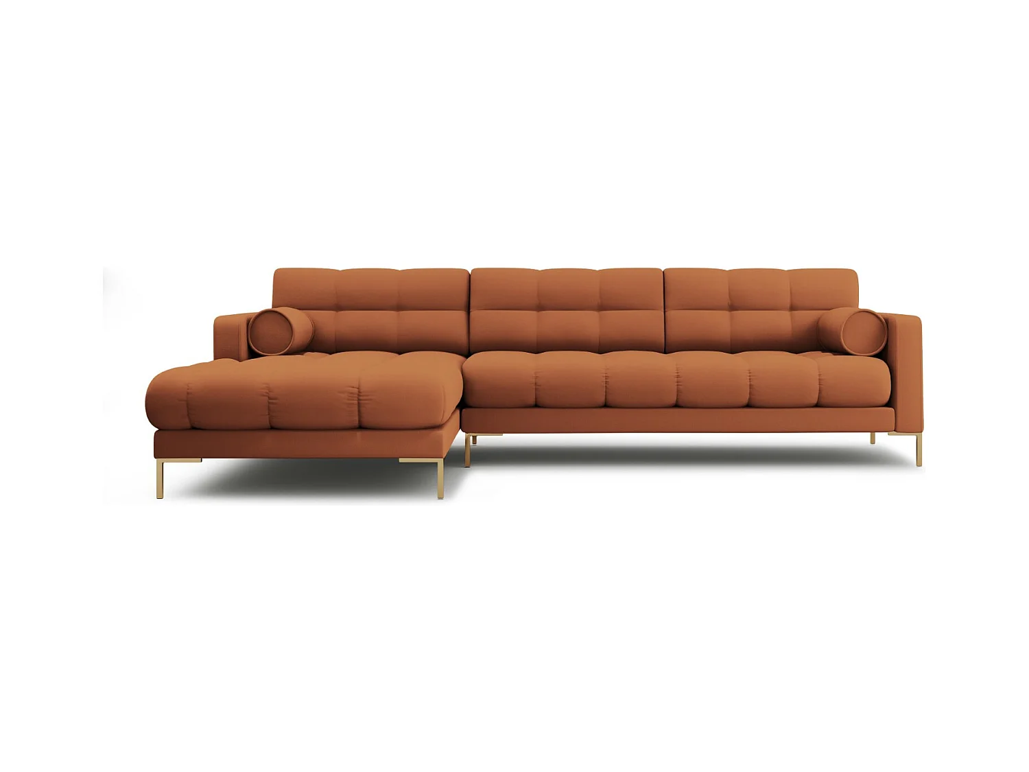 Cosmopolitan Design - Canapé d'angle gauche "Bali" 5 places en tissu structurel brique - 293x185x75cm