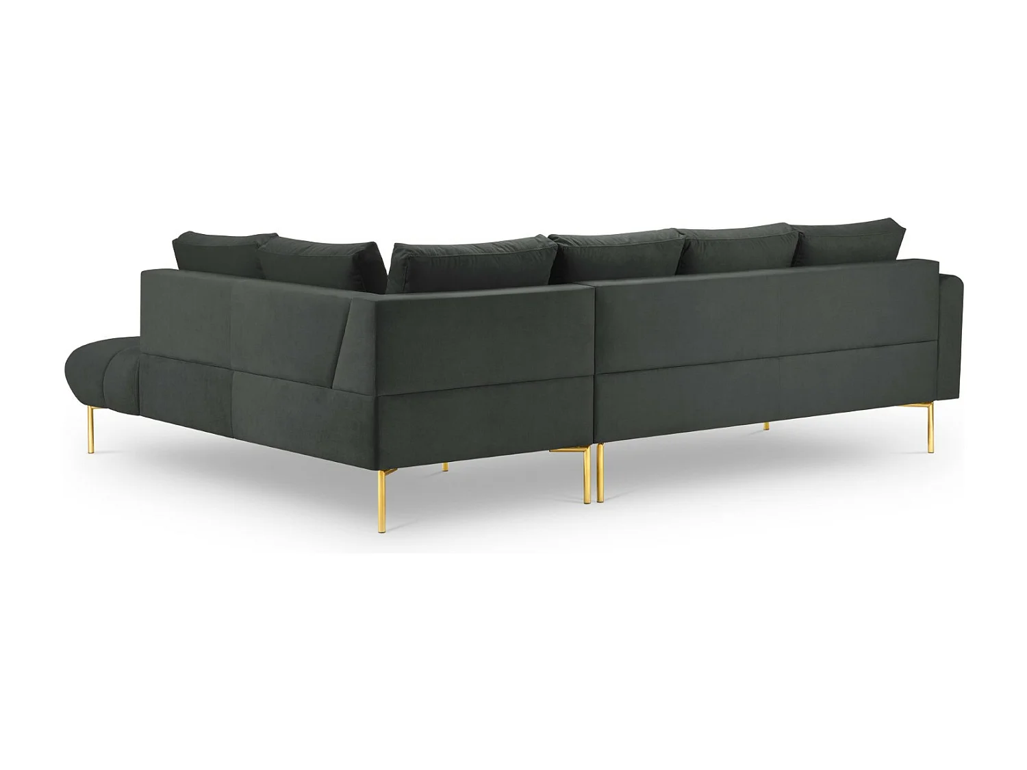 Cosmopolitan Design - Sofá esquinero derecho "Hastings" 5 plazas de terciopelo gris oscuro - 301x216x75cm