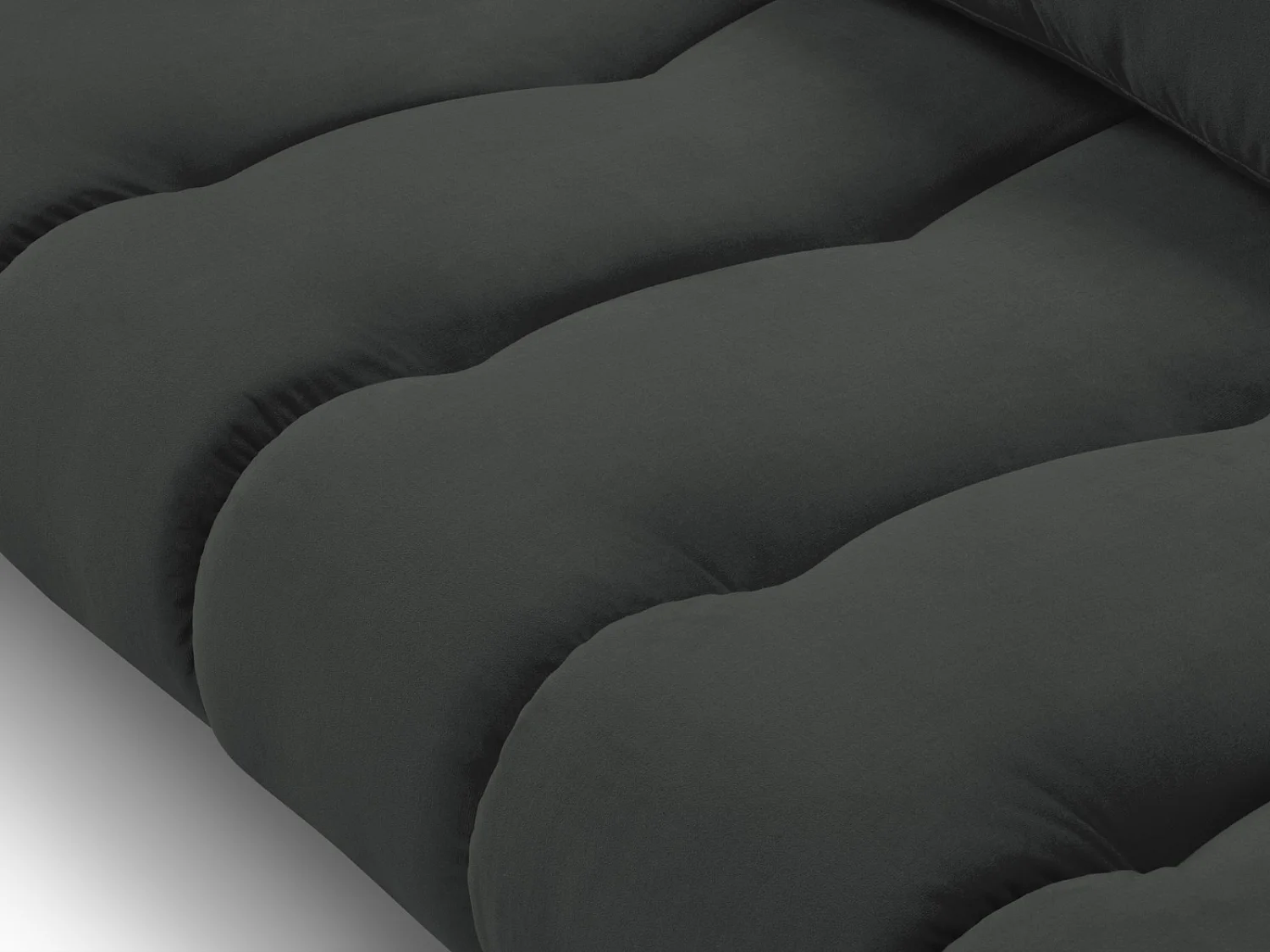 Cosmopolitan Design - Sofá esquinero derecho "Hastings" 5 plazas de terciopelo gris oscuro - 301x216x75cm