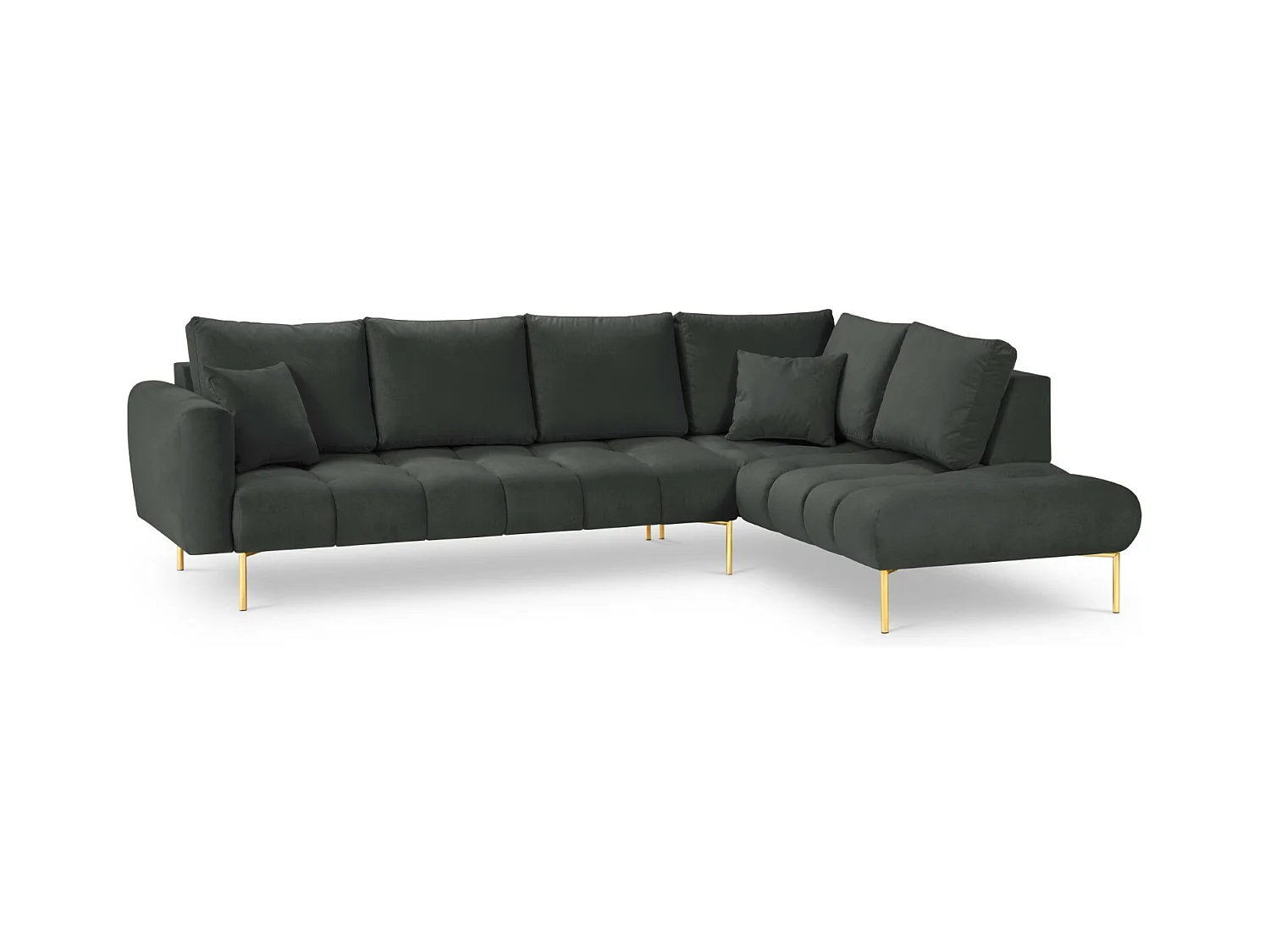 Cosmopolitan Design - Canapé d'angle droit "Hastings" 5 places en velours gris foncé - 301x216x75cm