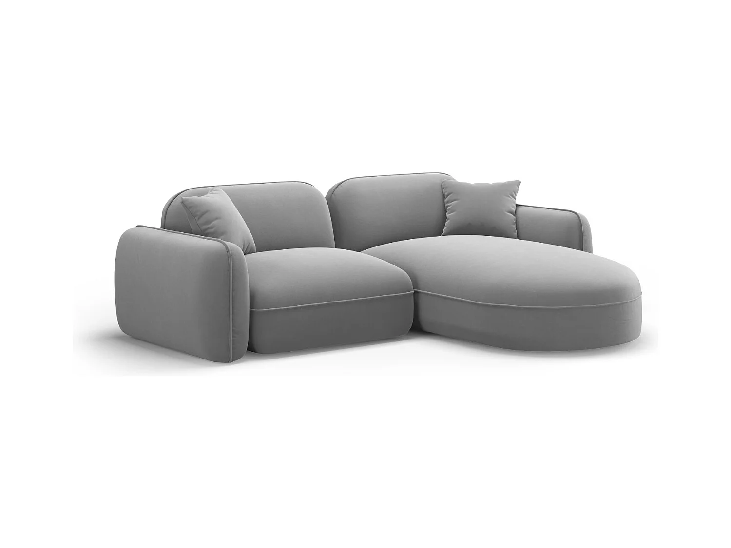 CXL by Christian Lacroix - Canapé d'angle droit modulable "Lucien" 3 places en velours gris clair - 230x165x70cm