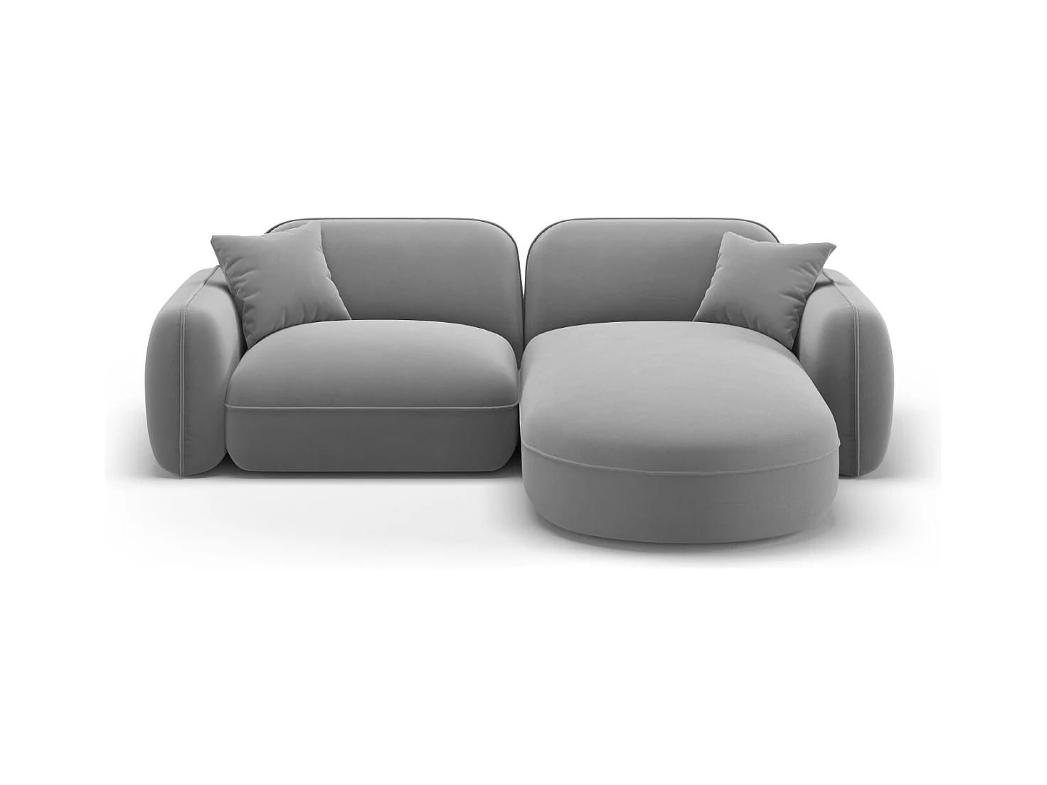 CXL by Christian Lacroix - Canapé d'angle droit modulable "Lucien" 3 places en velours gris clair - 230x165x70cm