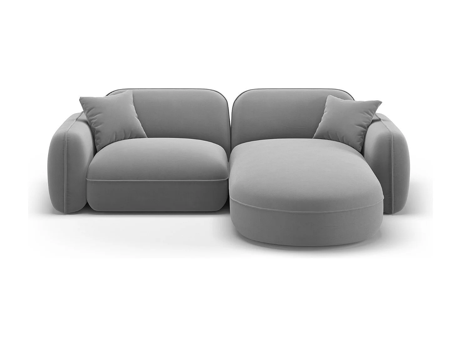 CXL by Christian Lacroix - Sofá modular de canto direito "Lucien" 3 lugares em veludo cinza claro - 230x165x70cm