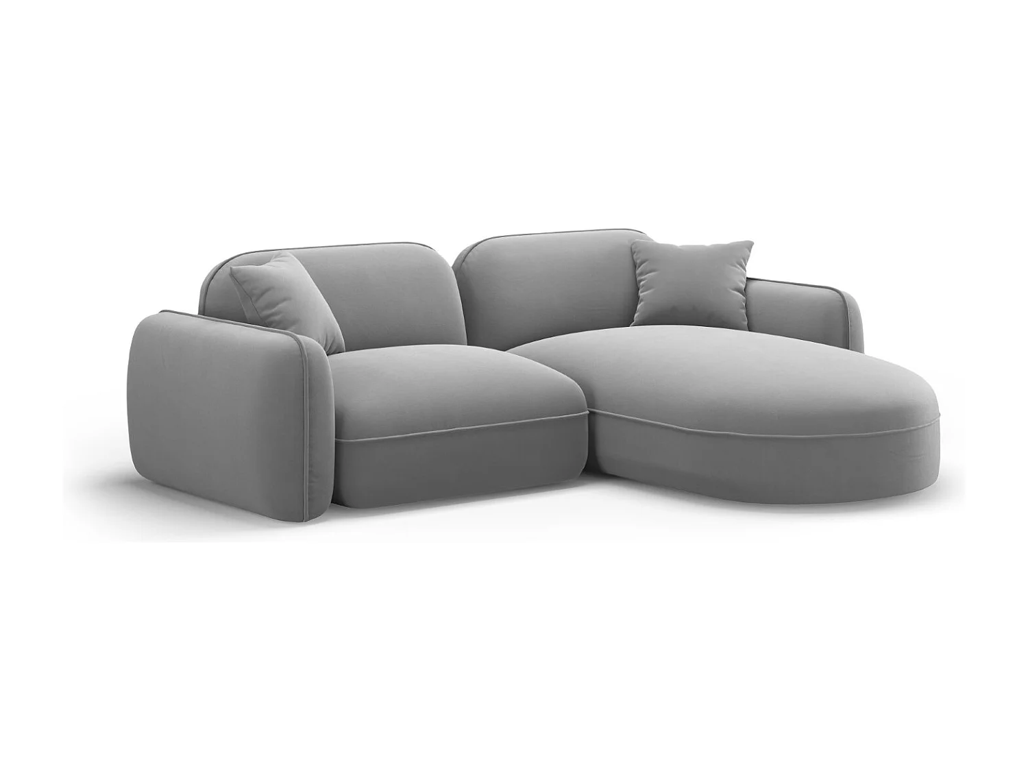 CXL by Christian Lacroix - Sofá modular de canto direito "Lucien" 3 lugares em veludo cinza claro - 230x165x70cm