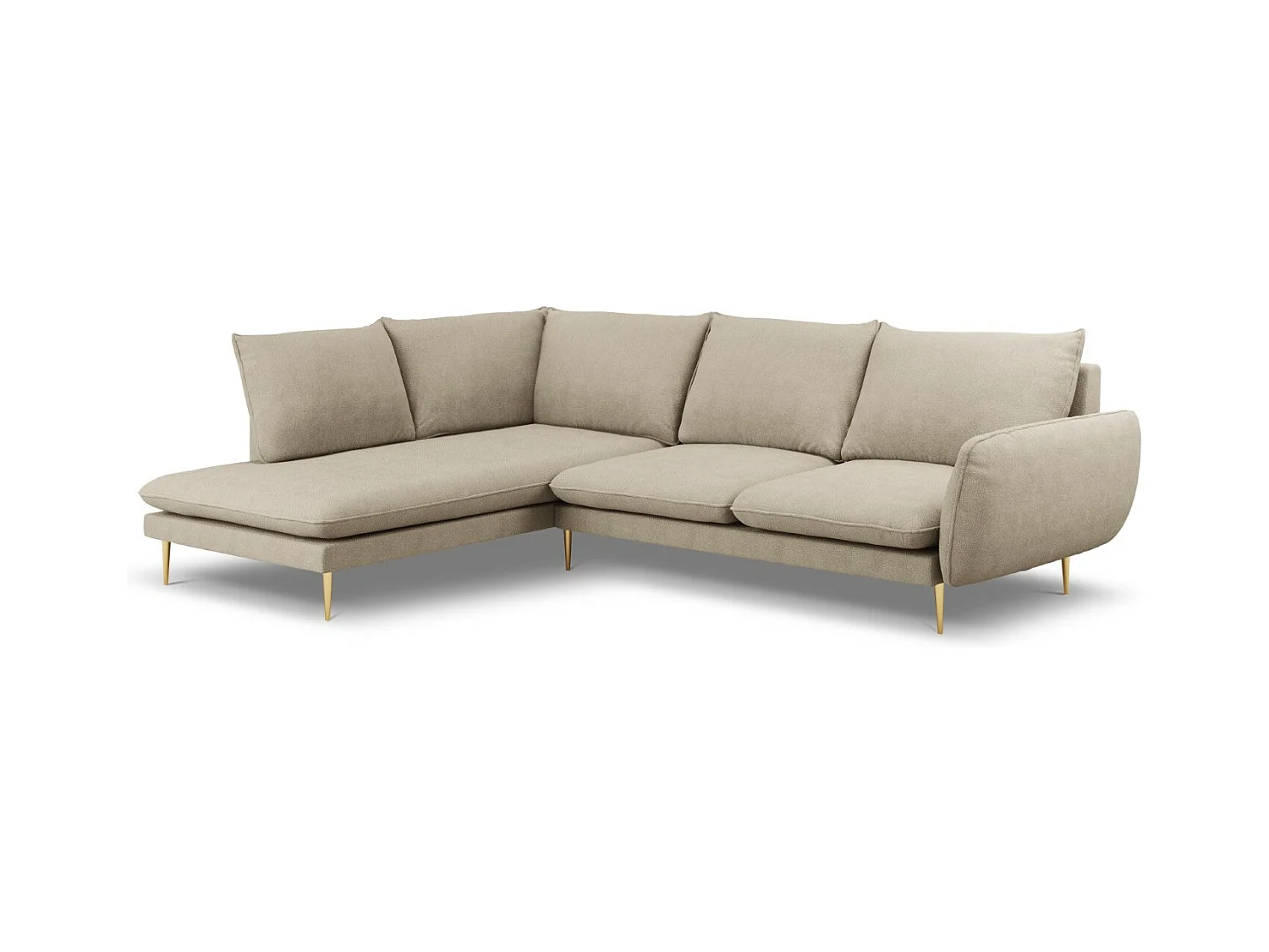 Cosmopolitan Design - Sofá de canto esquerdo "Vienna" 6 lugares em tecido estrutural bege - 275x185x95cm