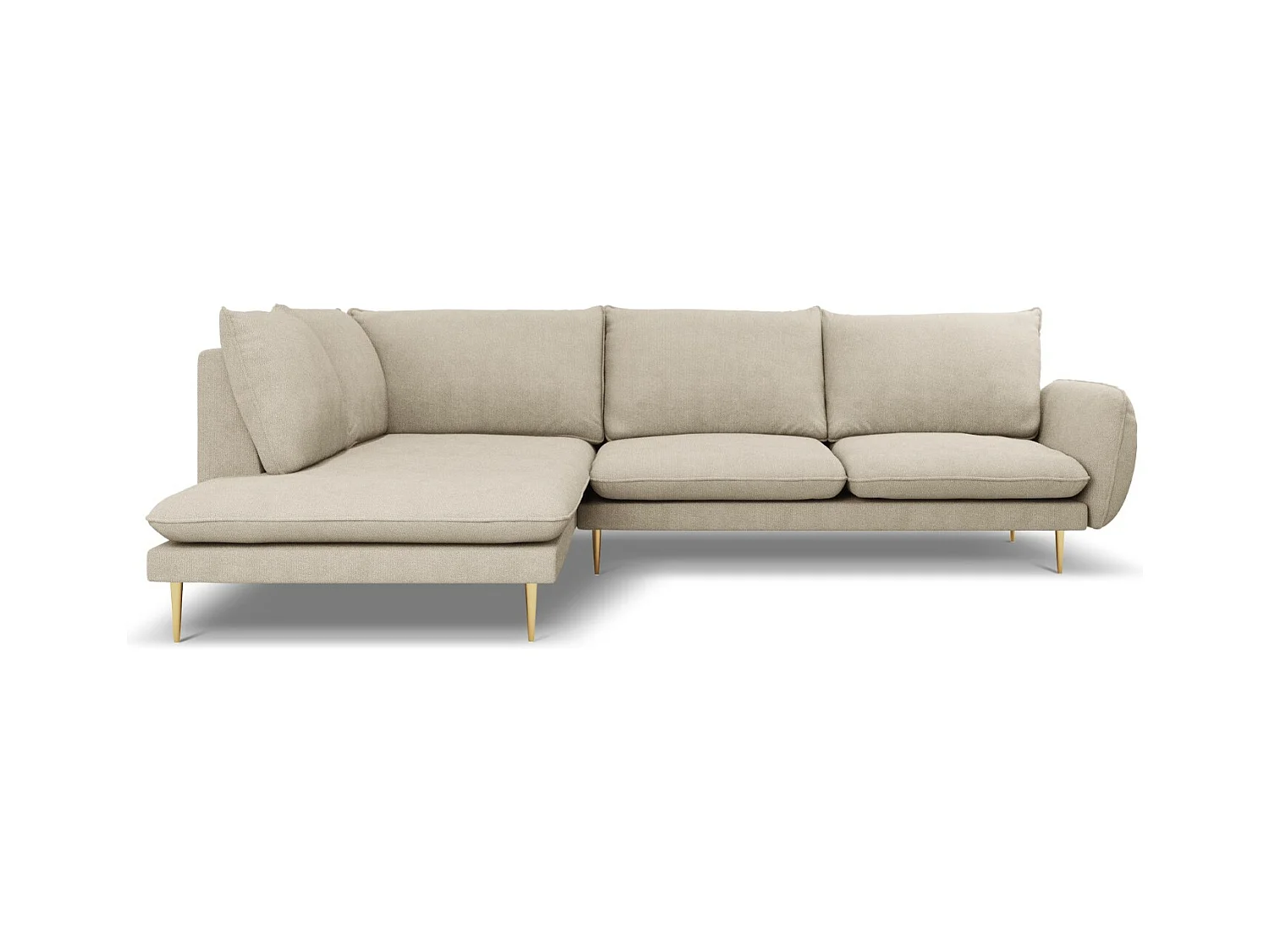 Cosmopolitan Design - Canapé d'angle gauche "Vienna" 6 places en tissu structurel beige - 275x185x95cm