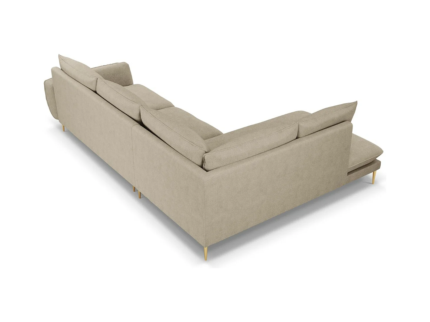 Cosmopolitan Design - Canapé d'angle gauche "Vienna" 6 places en tissu structurel beige - 275x185x95cm