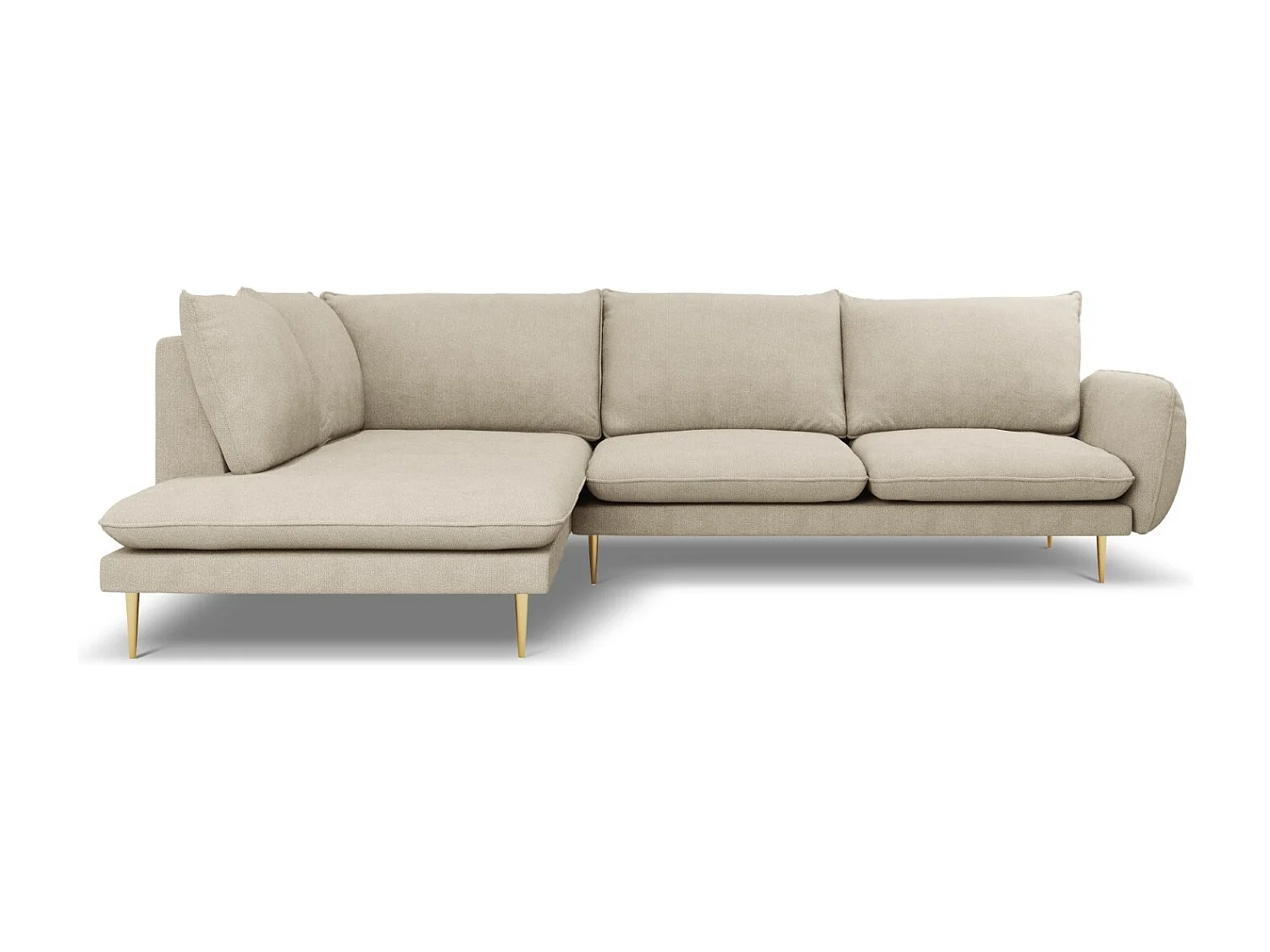 Cosmopolitan Design - Sofá de canto esquerdo "Vienna" 6 lugares em tecido estrutural bege - 275x185x95cm