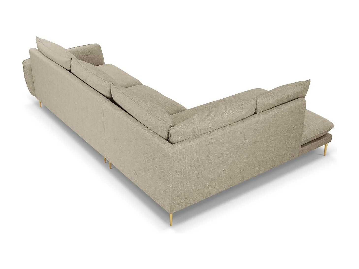 Cosmopolitan Design - Sofá de canto esquerdo "Vienna" 6 lugares em tecido estrutural bege - 275x185x95cm