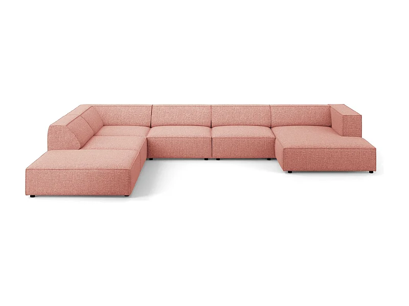 Cosmopolitan Design - 7-Sitzer Panoramasofa links "Arendal" aus Chenille-Stoff rosa - 364x262x70cm