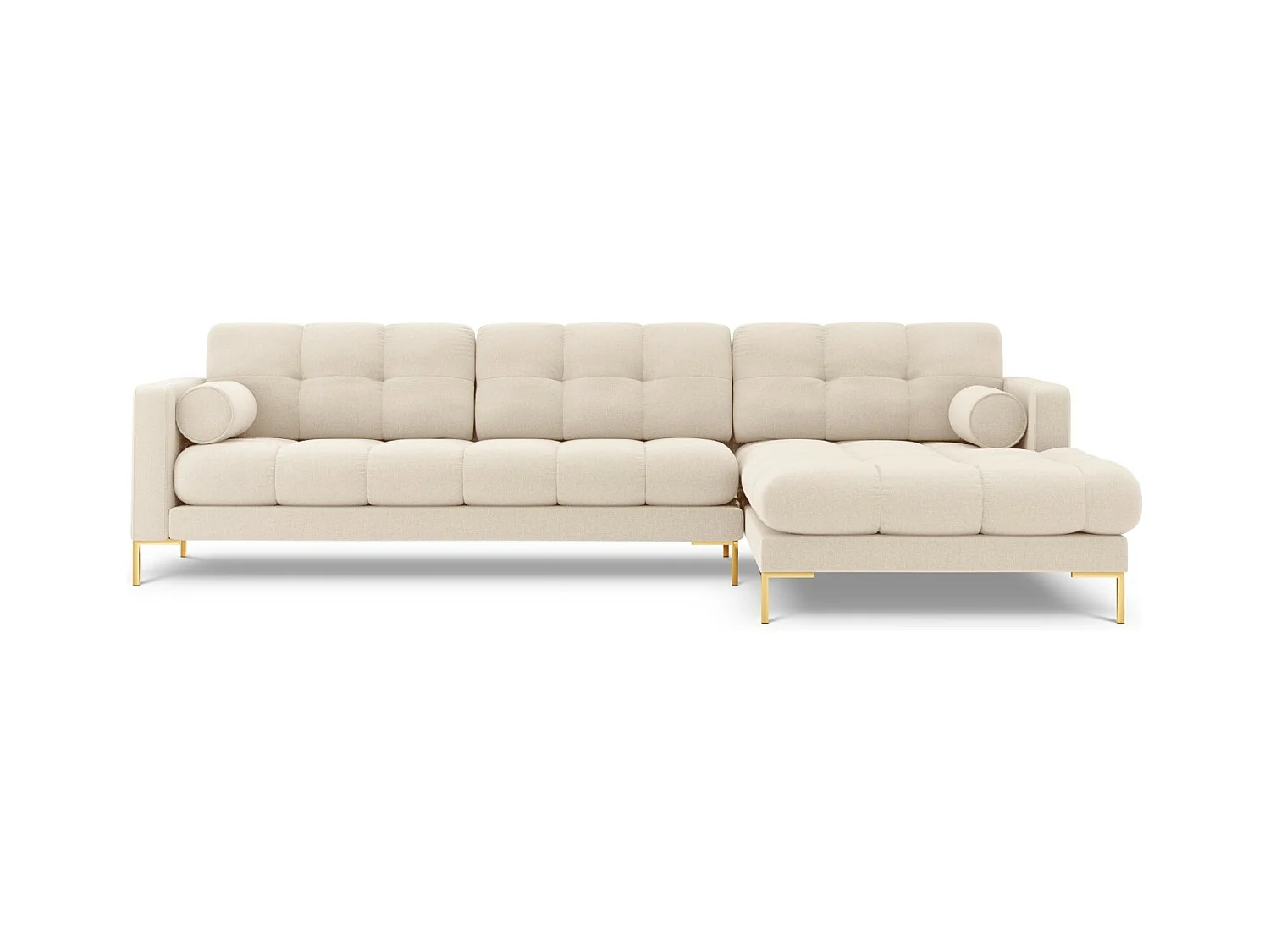Cosmopolitan Design - Canapé d'angle droit "Bali" 5 places en tissu structurel beige clair - 293x185x75cm