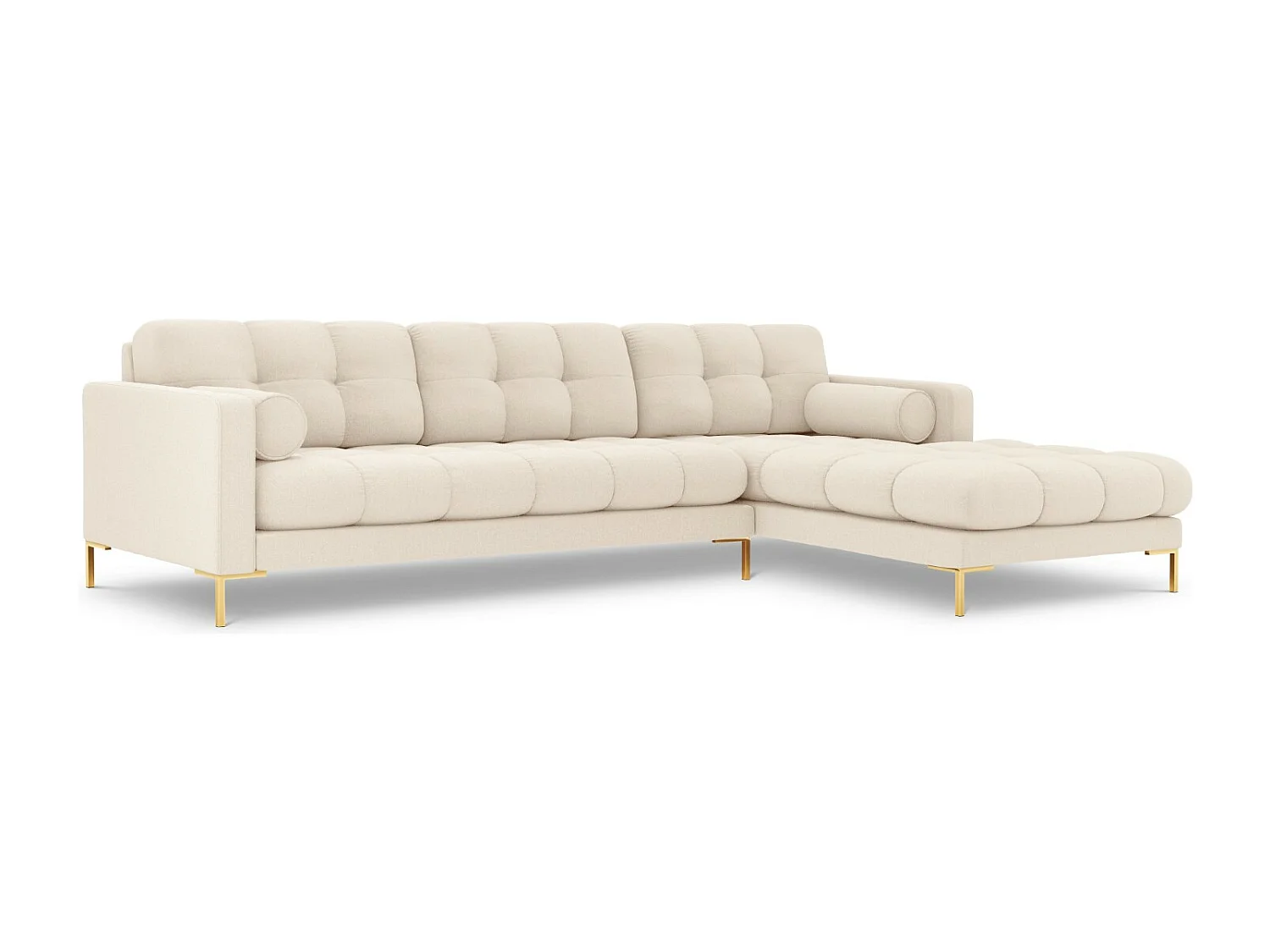 Cosmopolitan Design - Sofá de canto direito "Bali" 5 lugares em tecido estrutural bege claro - 293x185x75cm