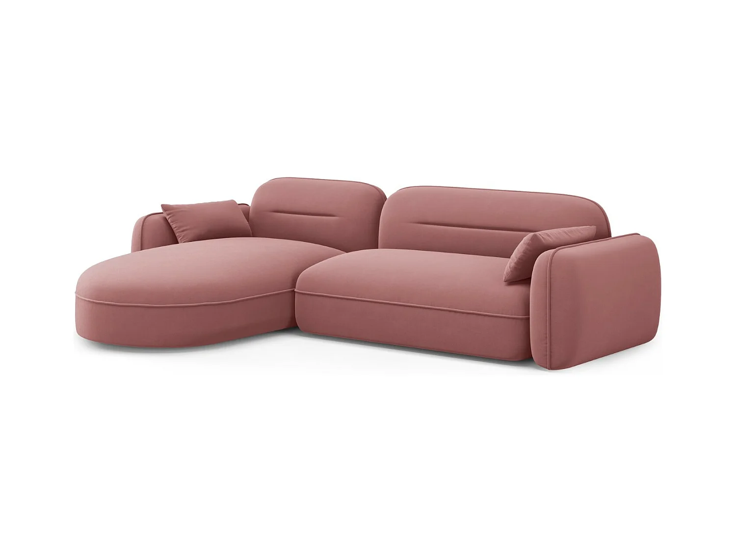 Cosmopolitan Design - Canapé d'angle gauche modulable "Sydney" 4 places en velours saumon - 275x165x70cm