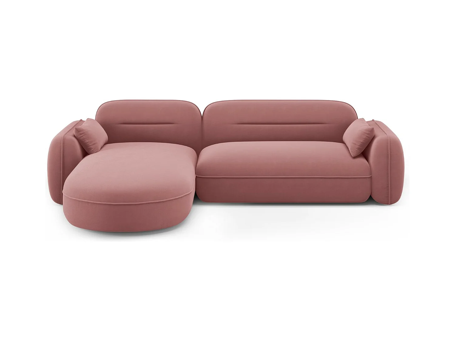 Cosmopolitan Design - Canapé d'angle gauche modulable "Sydney" 4 places en velours saumon - 275x165x70cm