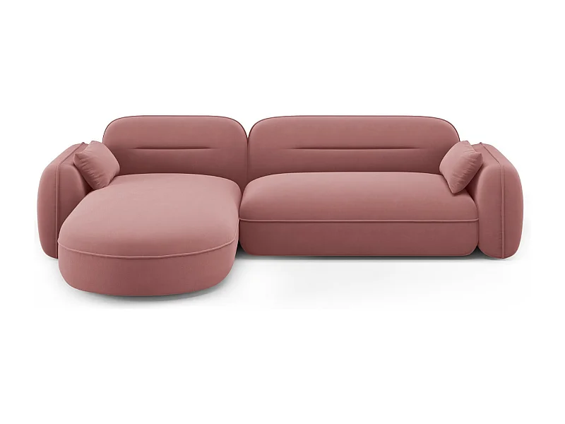 Cosmopolitan Design - Canapé d'angle gauche modulable "Sydney" 4 places en velours saumon - 275x165x70cm