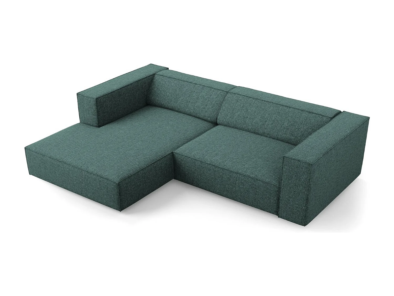 Cosmopolitan Design - Sofá de canto esquerdo "Arendal" 3 lugares em tecido chenille petróleo - 224x166x70cm