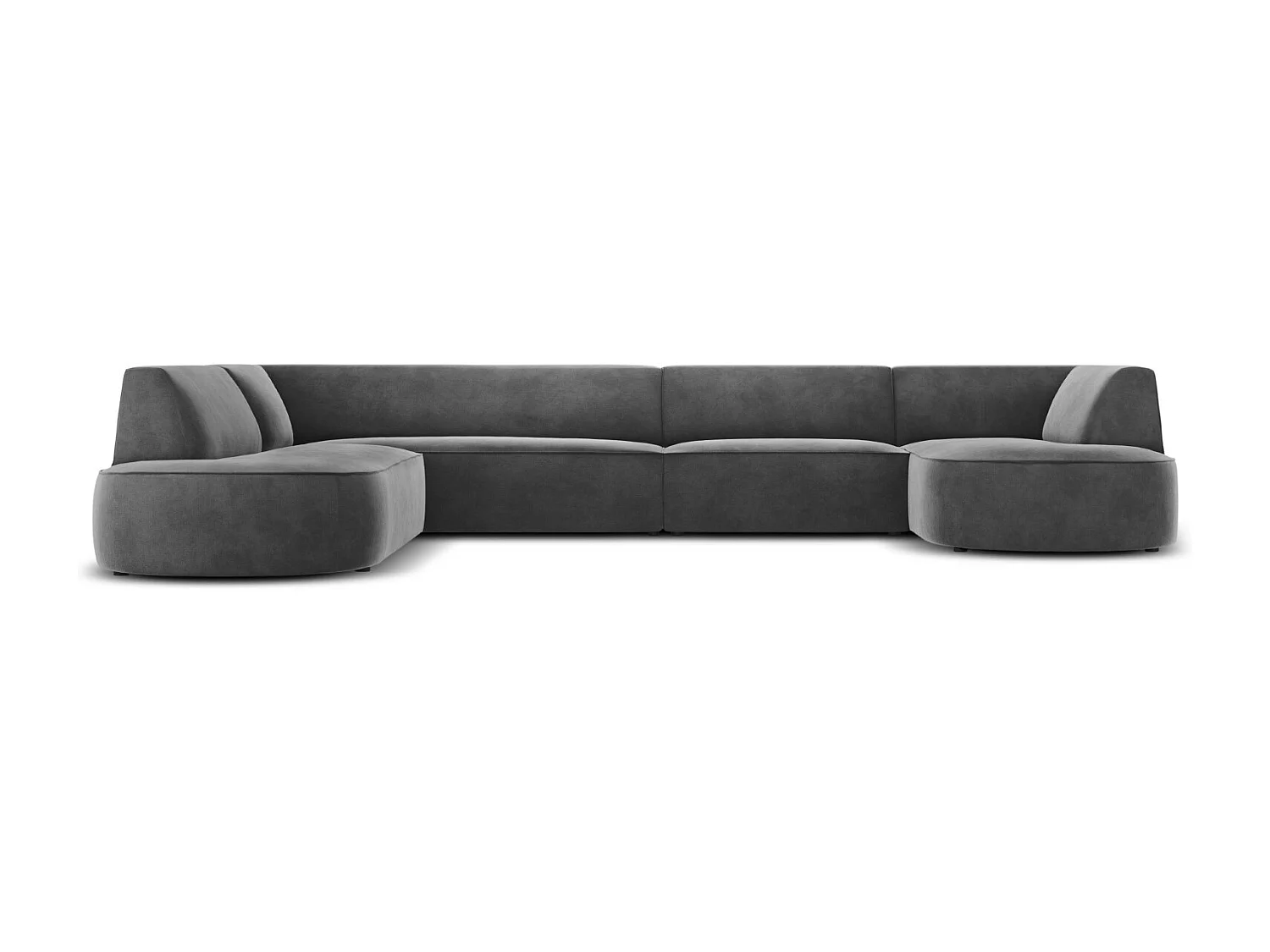 CXL by Christian Lacroix - 7-Sitzer Panoramasofa links "Charles" Sitzer aus Samt dunkelgrau - 366x273x69cm