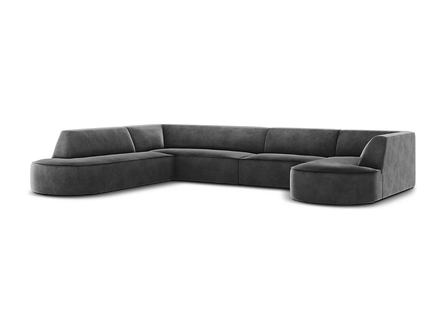 CXL by Christian Lacroix - 7-Sitzer Panoramasofa links "Charles" Sitzer aus Samt dunkelgrau - 366x273x69cm