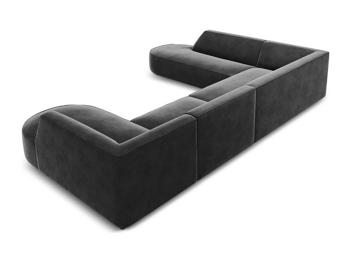 CXL by Christian Lacroix - 7-Sitzer Panoramasofa links "Charles" Sitzer aus Samt dunkelgrau - 366x273x69cm