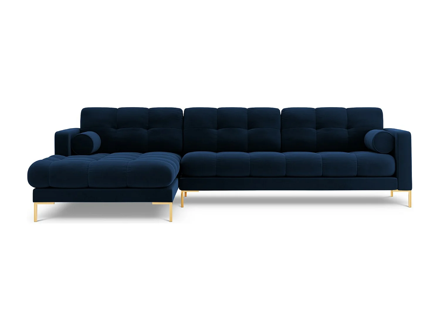 Cosmopolitan Design - 5-Sitzer Ecksofa links "Bali" aus Samt königsblau - 293x185x75cm
