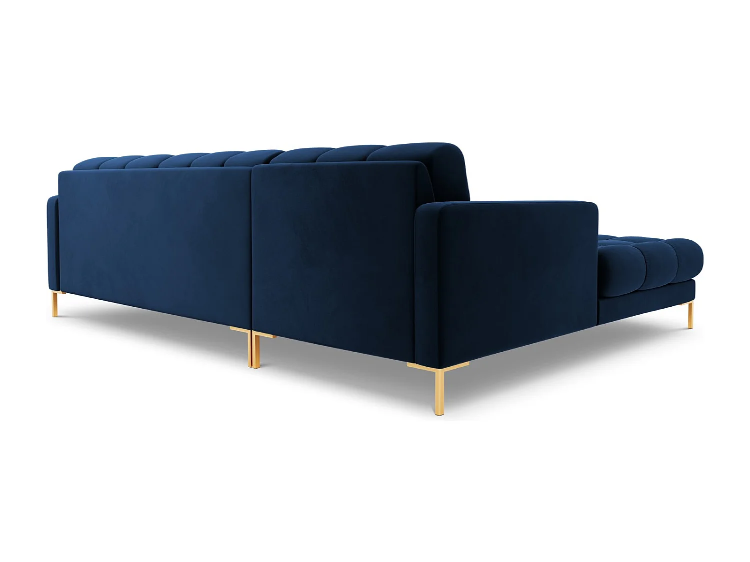 Cosmopolitan Design - 5-Sitzer Ecksofa links "Bali" aus Samt königsblau - 293x185x75cm