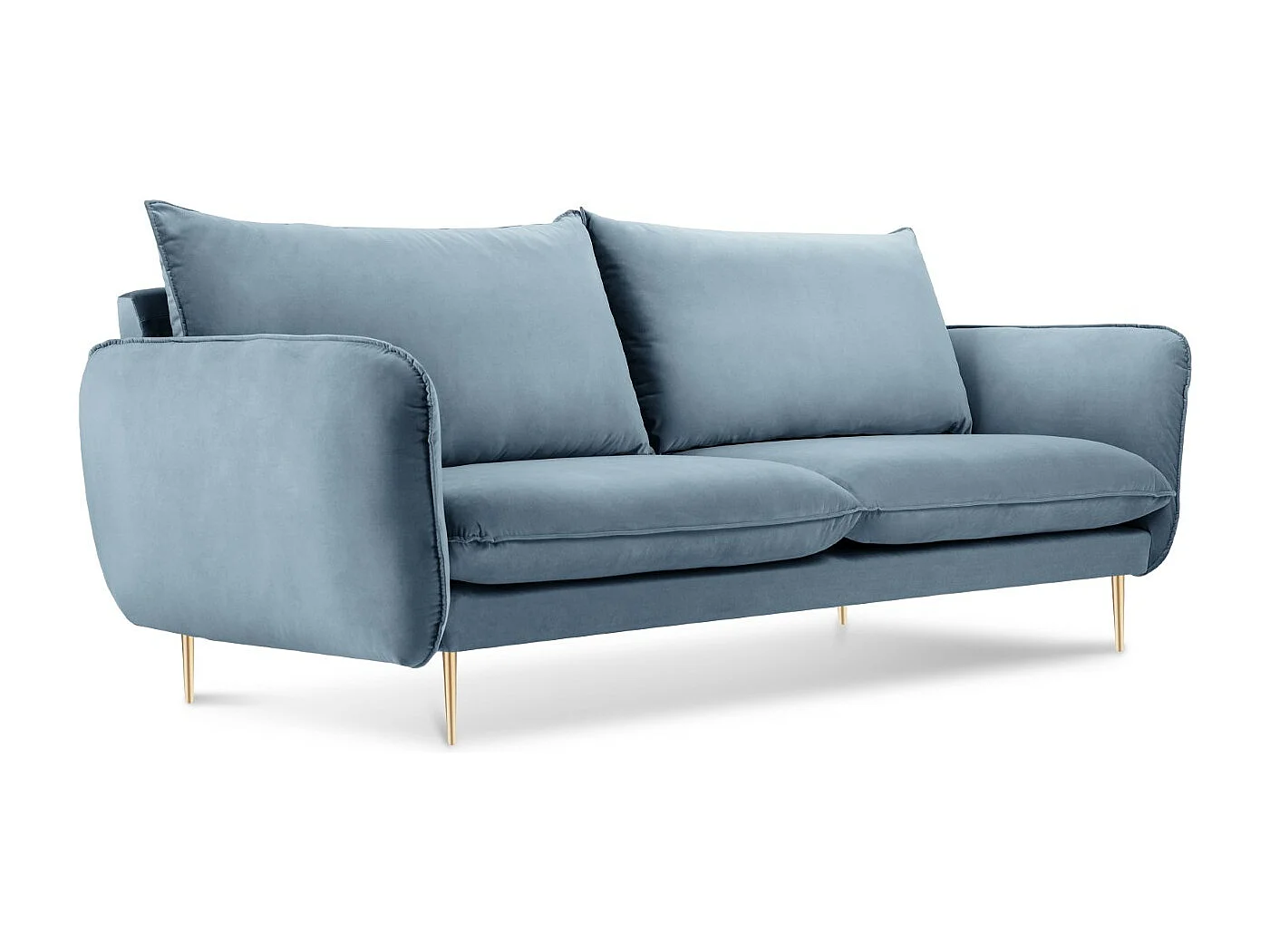 Cosmopolitan Design - 2-Sitzer Sofa "Vienna" aus Samt blau - 160x92x95cm