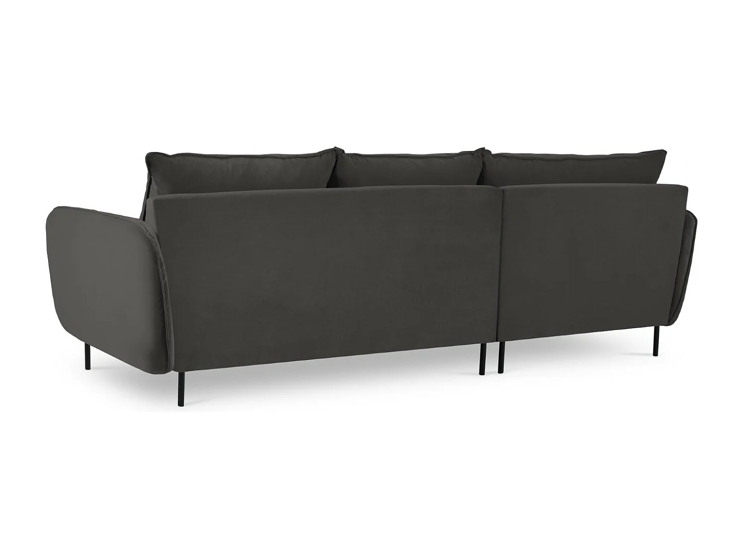 Cosmopolitan Design - Sofá esquinero izquierdo "Vienna" 5 plazas de terciopelo gris oscuro - 255x170x95cm