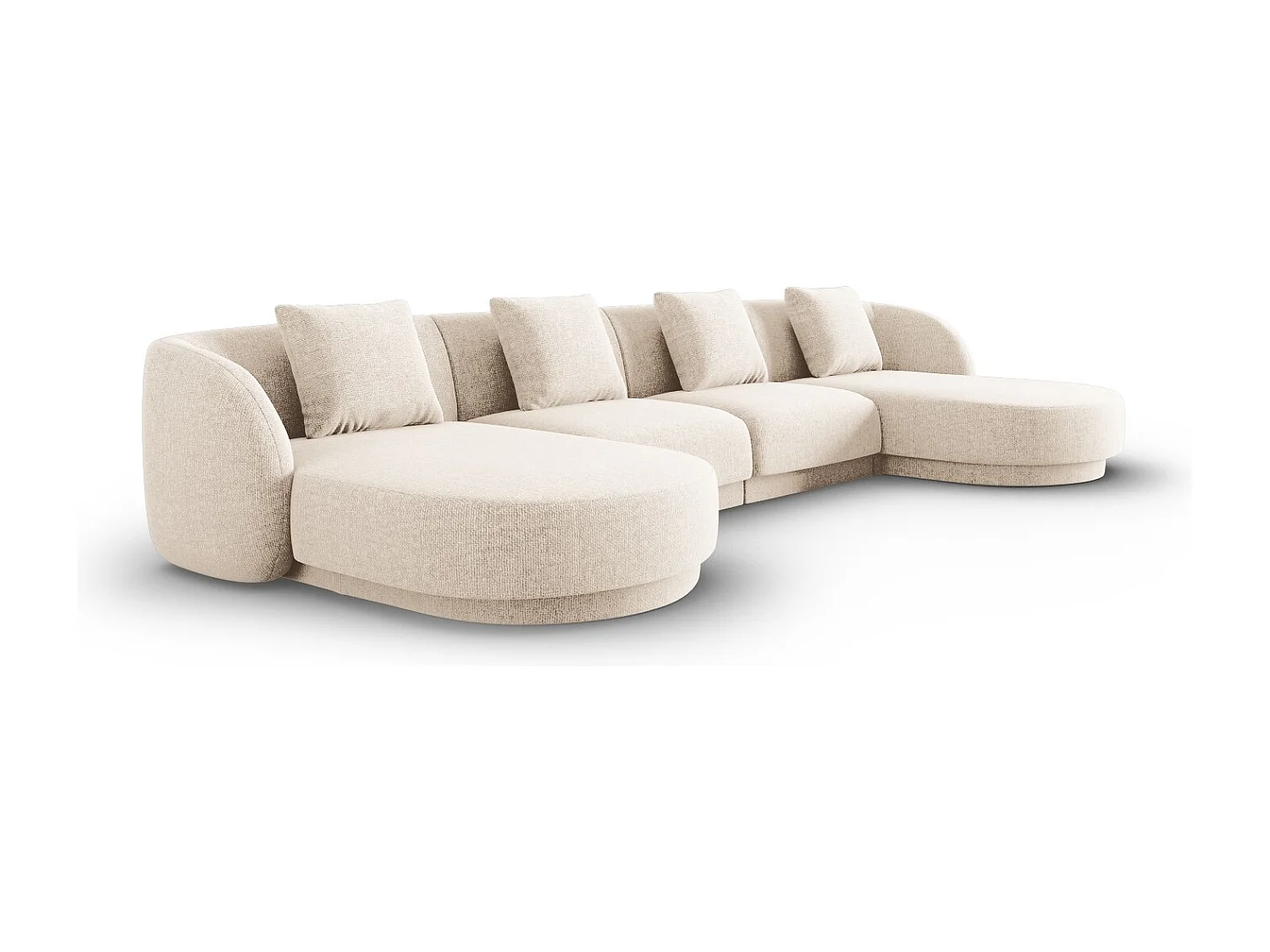 Cosmopolitan Design - 5-Sitzer Panoramasofa "Tulum" aus Chenille-Stoff leichtes beige - 330x156x70cm