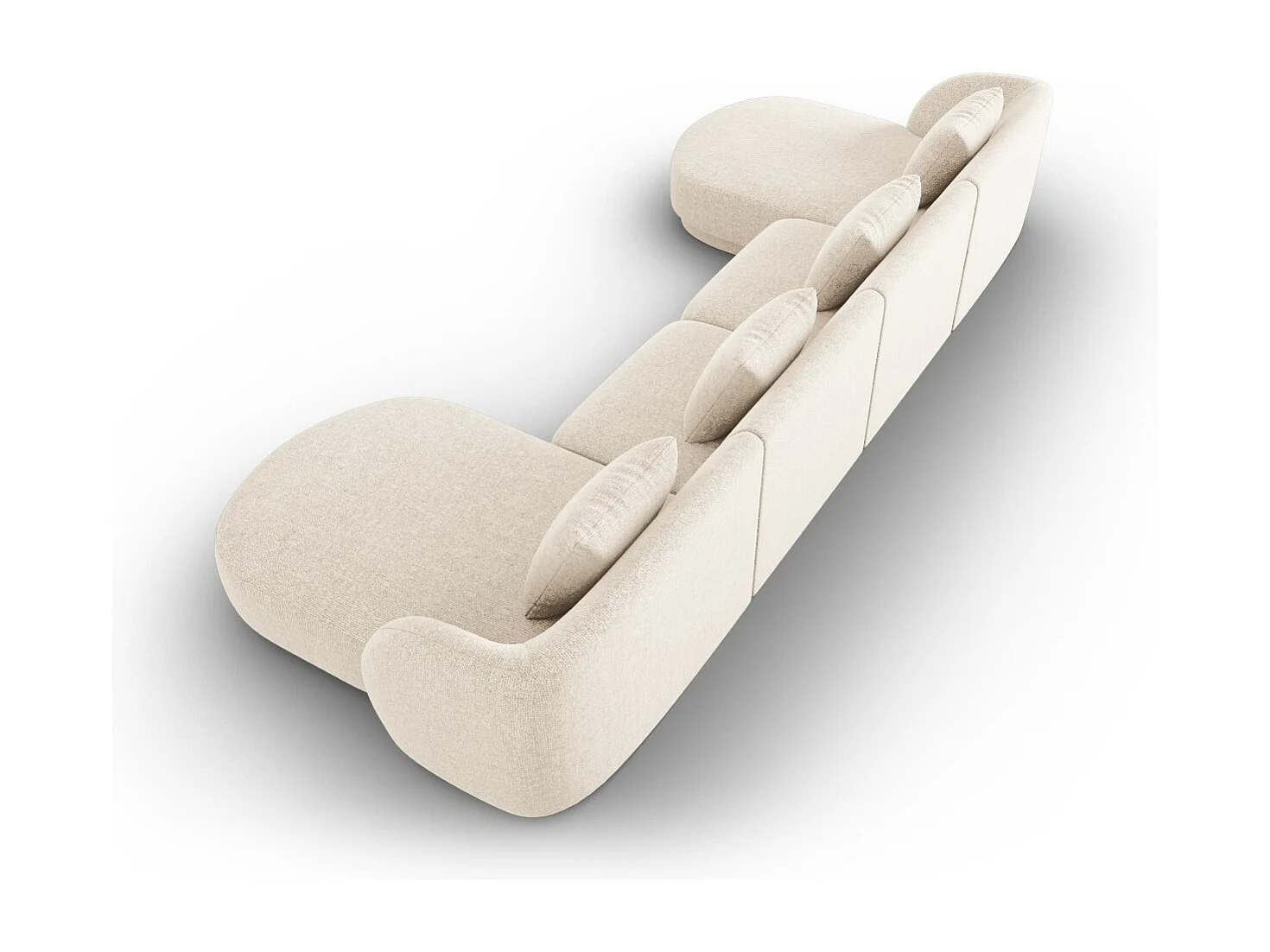 Cosmopolitan Design - 5-Sitzer Panoramasofa "Tulum" aus Chenille-Stoff leichtes beige - 330x156x70cm