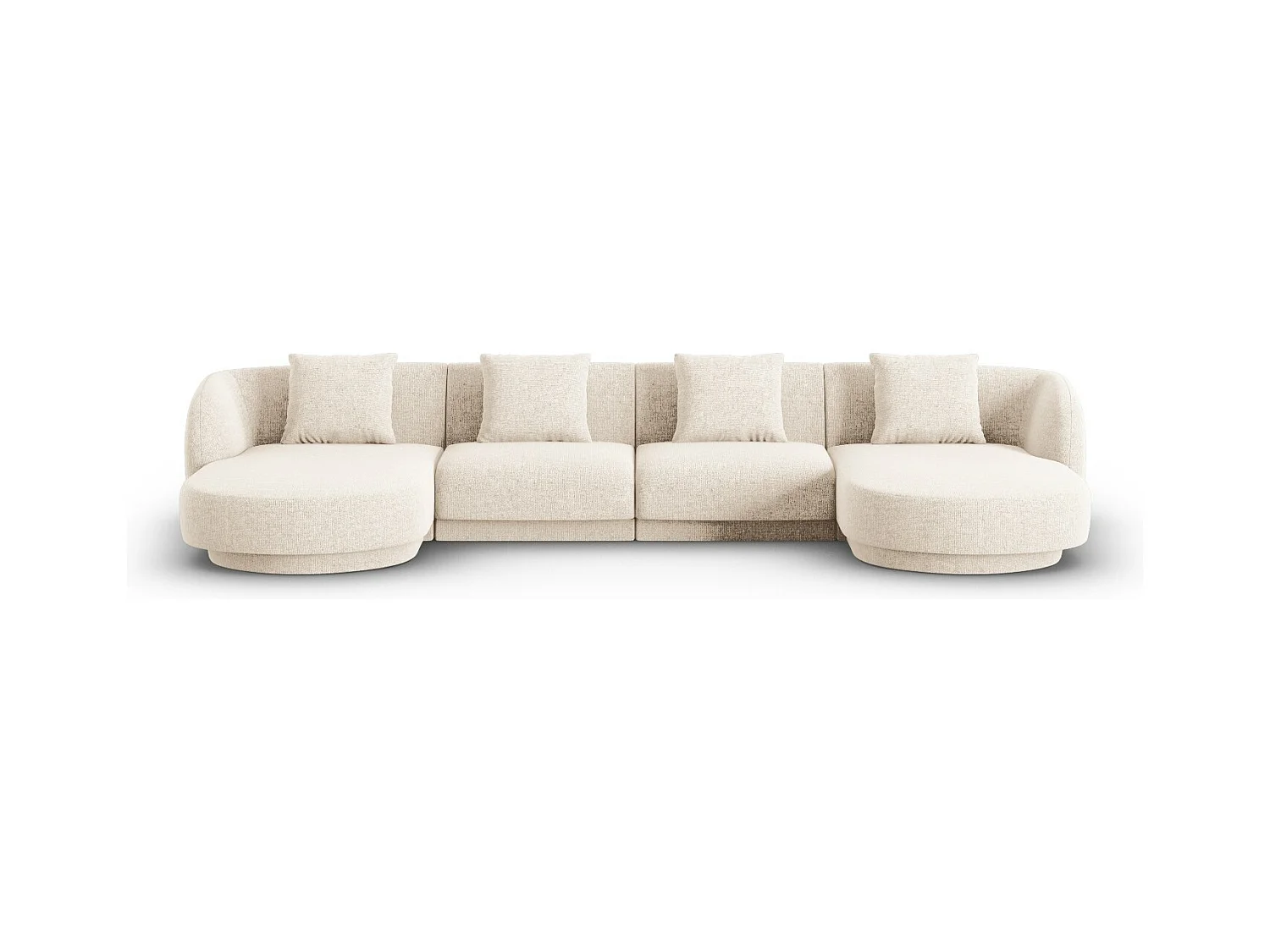 Cosmopolitan Design - Panoramische bank "Tulum" 5 zitplaatsen, Chenille, Lichtbeige - 330x156x70cm