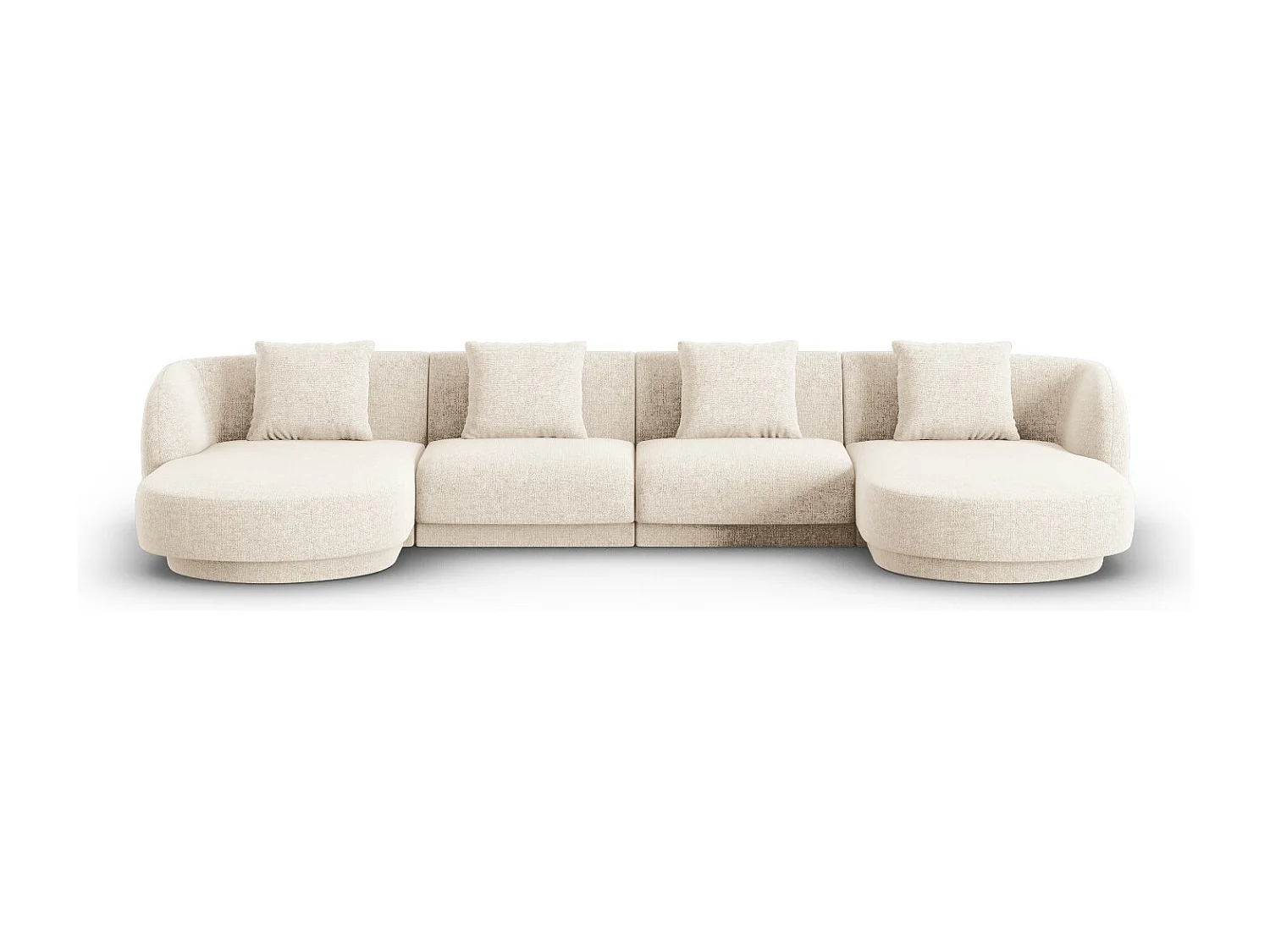 Cosmopolitan Design - Canapé panoramique "Tulum" 5 places en chenille beige clair - 330x156x70cm