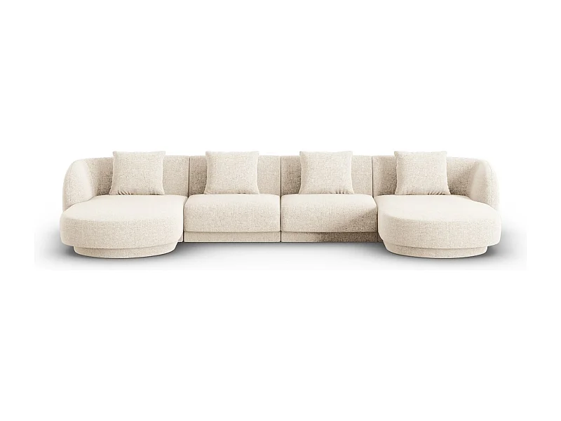 Cosmopolitan Design - Canapé panoramique "Tulum" 5 places en chenille beige clair - 330x156x70cm