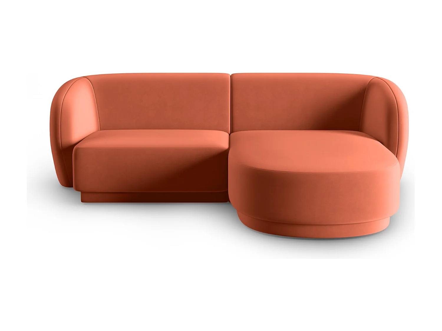 CXL by Christian Lacroix - Canapé d'angle droit modulable "Lionel" 3 places en velours corail - 188x155x74cm