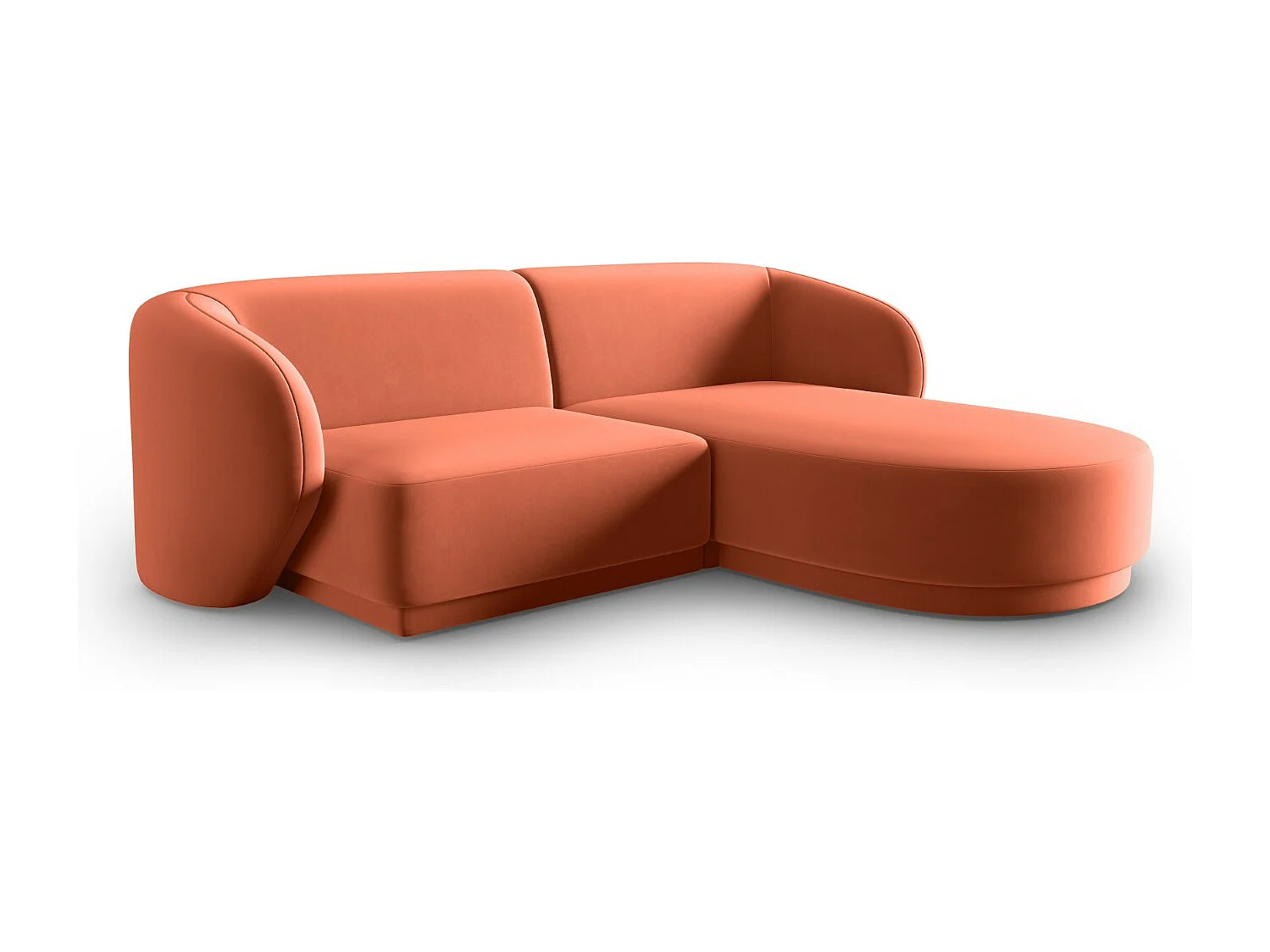 CXL by Christian Lacroix - Canapé d'angle droit modulable "Lionel" 3 places en velours corail - 188x155x74cm