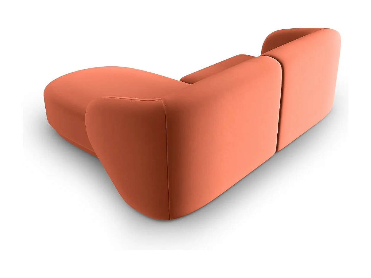 CXL by Christian Lacroix - Canapé d'angle droit modulable "Lionel" 3 places en velours corail - 188x155x74cm