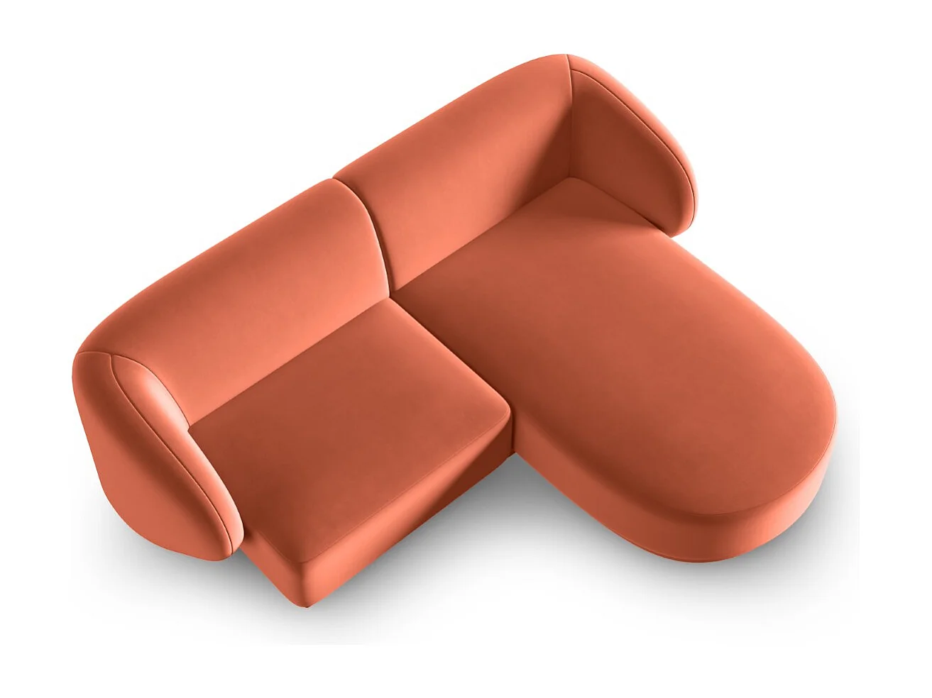 CXL by Christian Lacroix - Canapé d'angle droit modulable "Lionel" 3 places en velours corail - 188x155x74cm