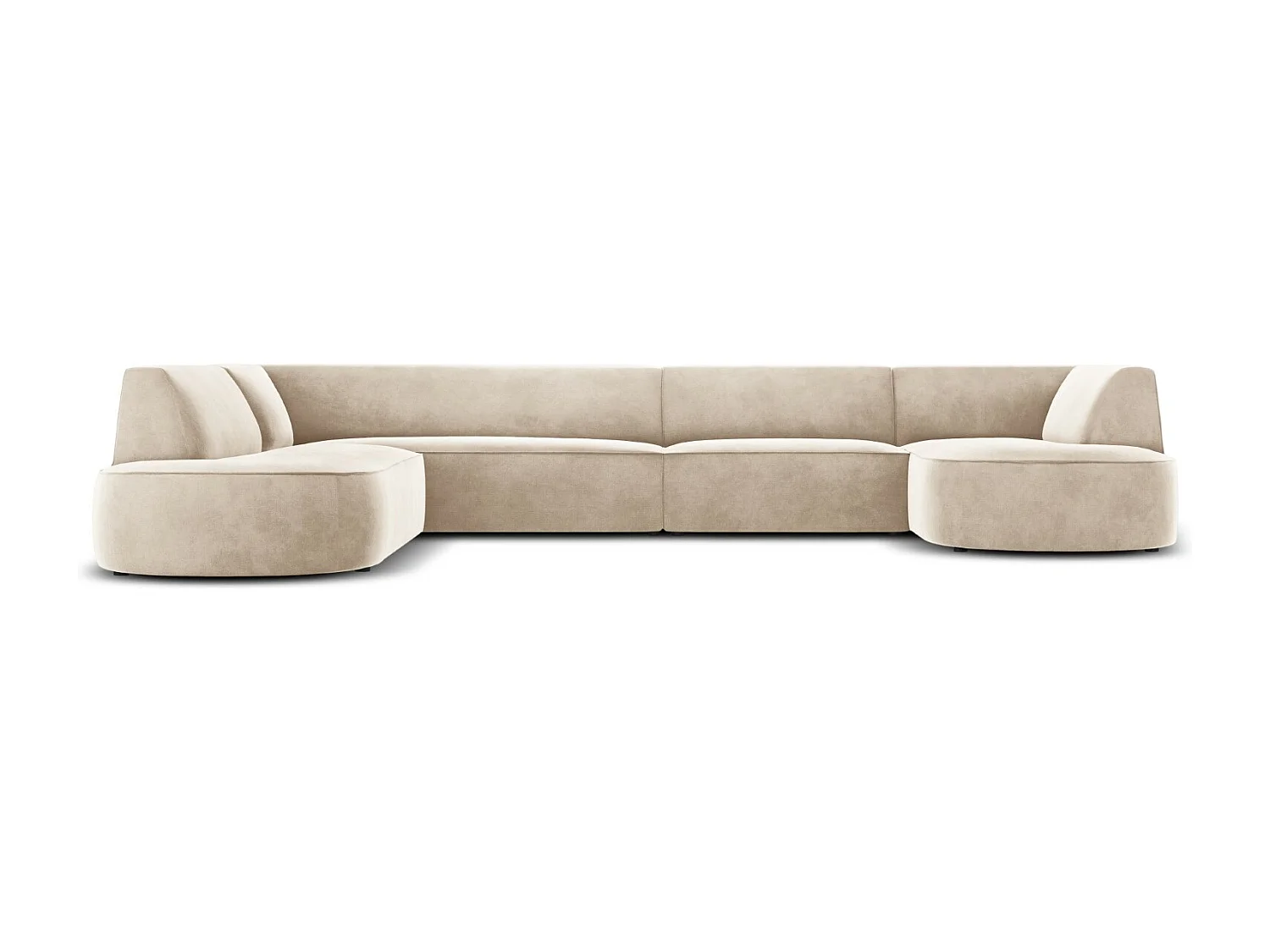 CXL by Christian Lacroix - Divano panoramico sinistro "Charles" 7 posti in velluto beige chiaro - 366x273x69cm