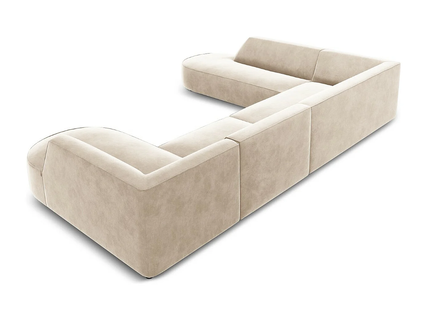 CXL by Christian Lacroix - Divano panoramico sinistro "Charles" 7 posti in velluto beige chiaro - 366x273x69cm