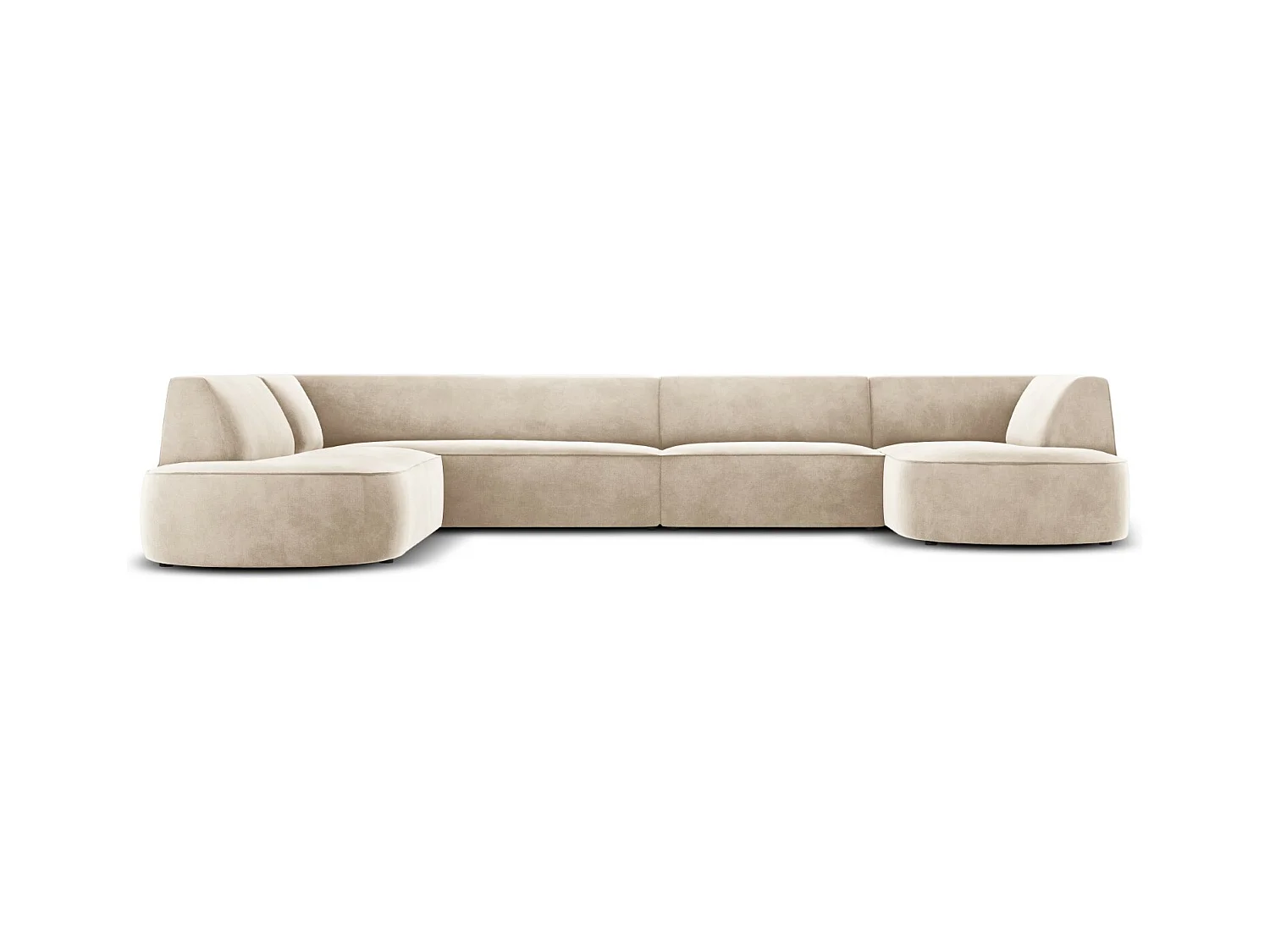 CXL by Christian Lacroix - Panoramische hoekbank links "Charles" 7 zitplaatsen, Flueel, Lichtbeige - 366x273x69cm