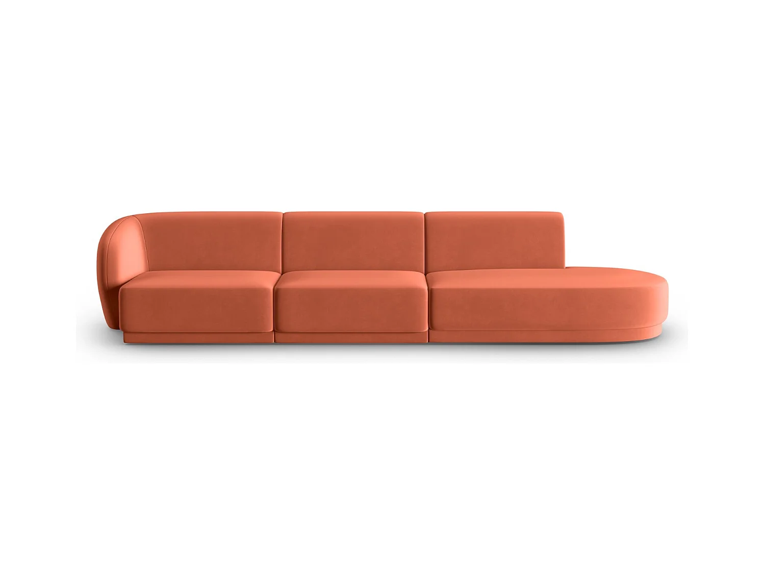 CXL by Christian Lacroix - Canapé modulable droit "Lionel" 4 places en velours corail - 311x93x74cm