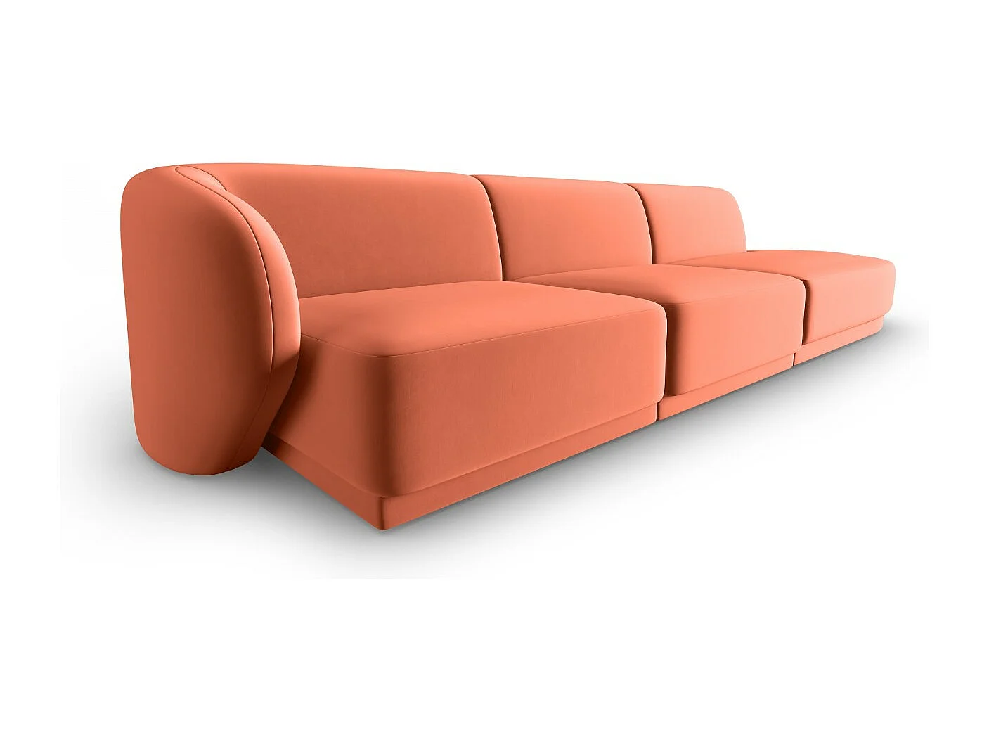 CXL by Christian Lacroix - Canapé modulable droit "Lionel" 4 places en velours corail - 311x93x74cm