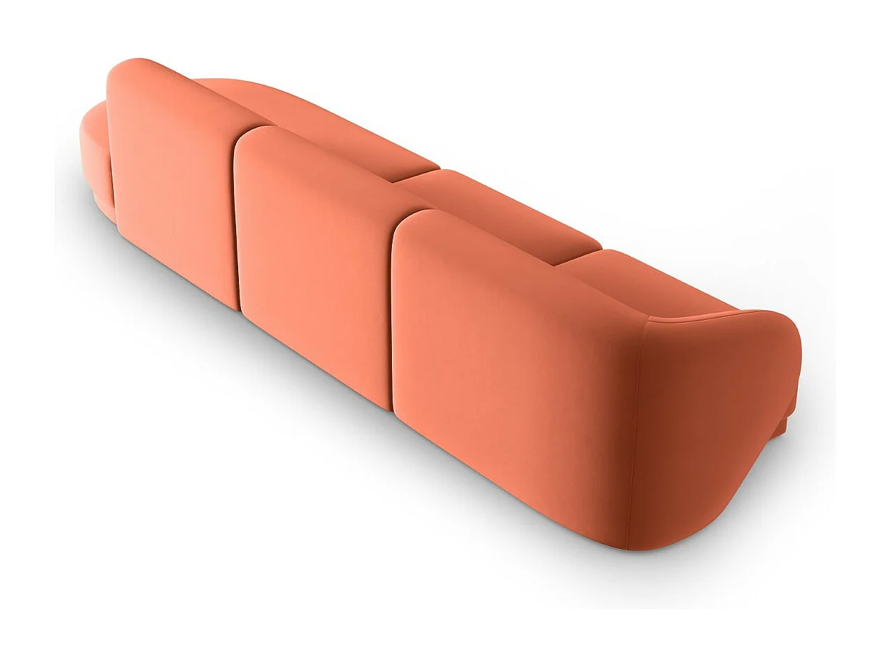 CXL by Christian Lacroix - Canapé modulable droit "Lionel" 4 places en velours corail - 311x93x74cm